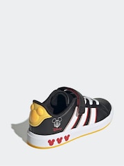 adidas Black Disney Mickey Mouse Grand Court Elastic Lace Kids Trainers - Image 4 of 9