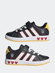 adidas Black Disney Mickey Mouse Grand Court Elastic Lace Kids Trainers - Image 5 of 9