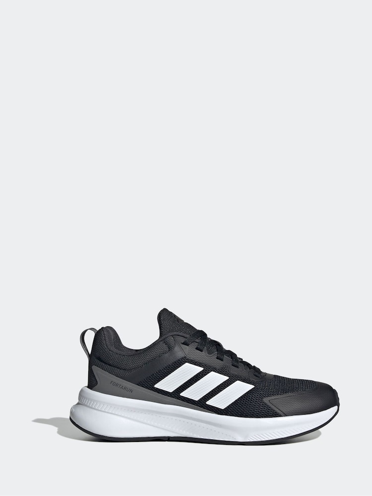 adidas Black/White Fortarun 4.0 Lace Junior Trainers - Image 1 of 9 adidas Black/White Fortarun 4.0 Lace Junior Trainers - Image 1 of 9