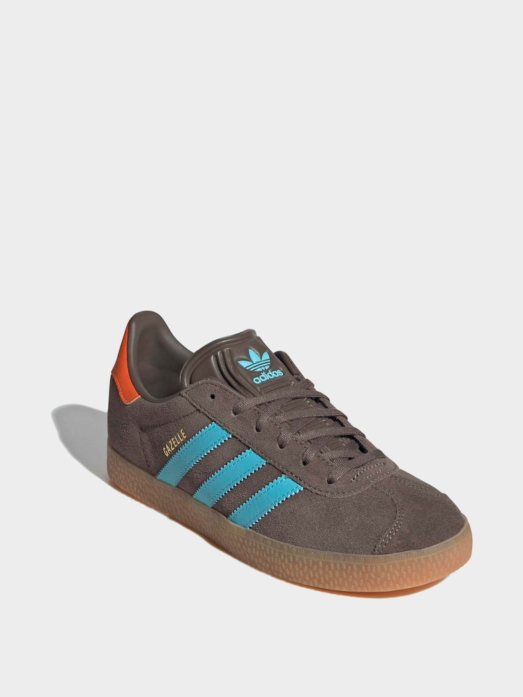 adidas Originals Brown Gazelle Lace Junior Trainers - Image 1 of 9 adidas Originals Brown Gazelle Lace Junior Trainers - Image 1 of 9