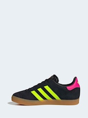 adidas Originals Black/Neon/Pink Gazelle Lace Junior Trainers - Image 2 of 9