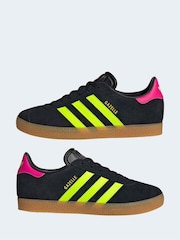 adidas Originals Black/Neon/Pink Gazelle Lace Junior Trainers - Image 7 of 9