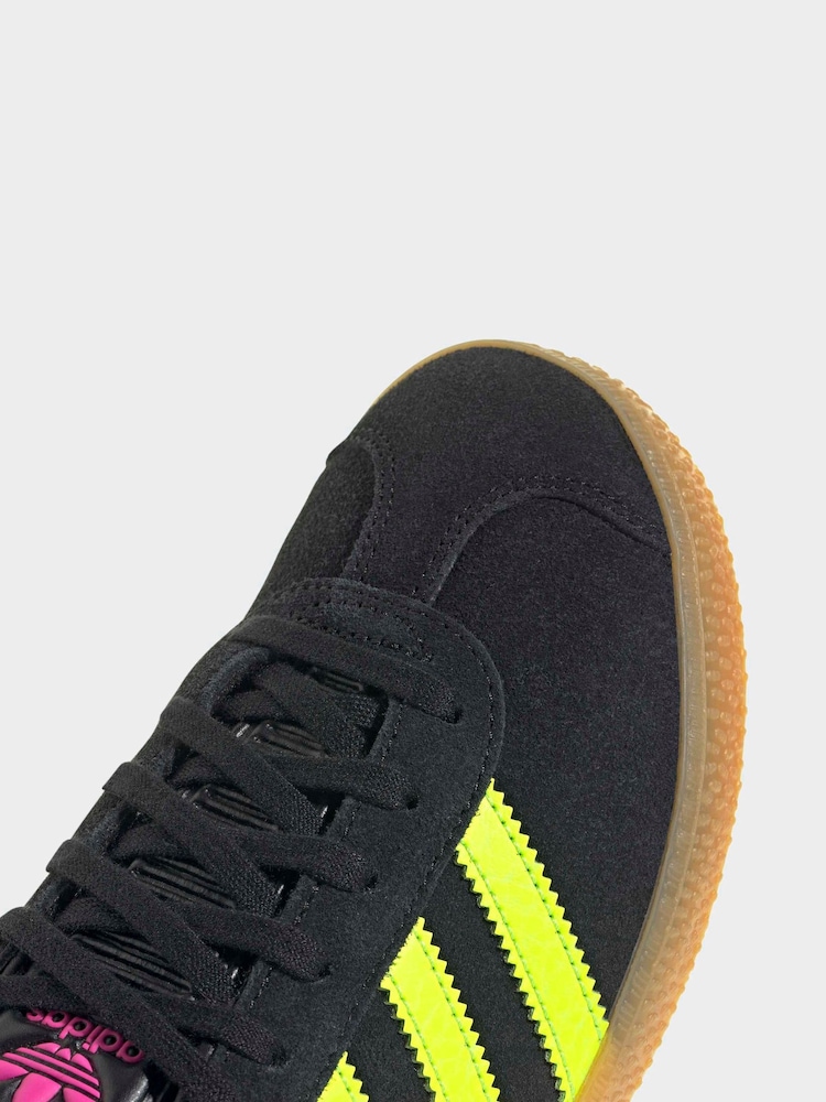 adidas Originals Black/Neon/Pink Gazelle Lace Junior Trainers - Image 9 of 9 adidas Originals Black/Neon/Pink Gazelle Lace Junior Trainers - Image 9 of 9