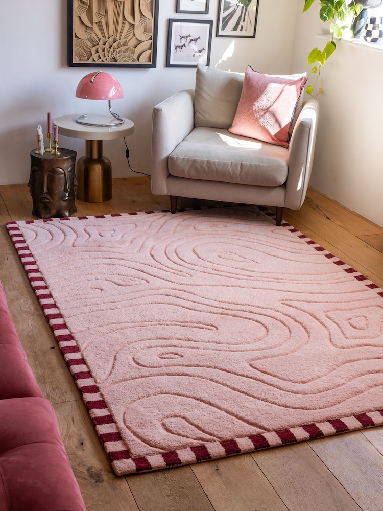 Rockett St George Pink Retro Curve Rug - Image 1 of 4