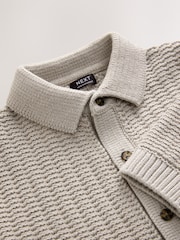 Neutro - Textured Button Through Knitted Polo Shirt (3mths-7yrs) - Imagen 3 de 4
