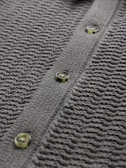Charcoal Grey Textured Button Through Knitted Polo Shirt (3mths-7yrs) - Image 4 of 4