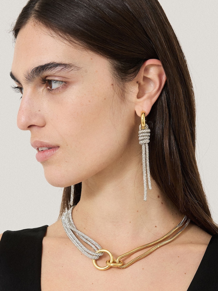 Jigsaw Silver Tone Sparkle Cord Earrings - Image 2 of 4