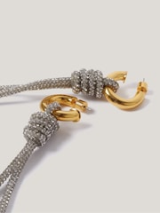 Jigsaw Silver Tone Sparkle Cord Earrings - Image 3 of 4