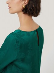 Jigsaw Green Floral Jacquard Boatneck Top - Image 4 of 6