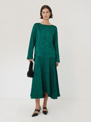 Jigsaw Green Floral Jacquard Boatneck Top - Image 5 of 6