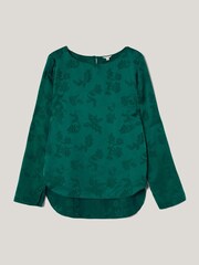 Jigsaw Green Floral Jacquard Boatneck Top - Image 6 of 6