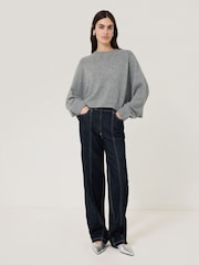 Jigsaw Grey Wool Cashmere Poncho Jumper - Image 3 of 7