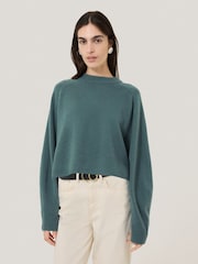Jigsaw Blue Wool Cashmere Poncho Jumper - Image 1 of 6