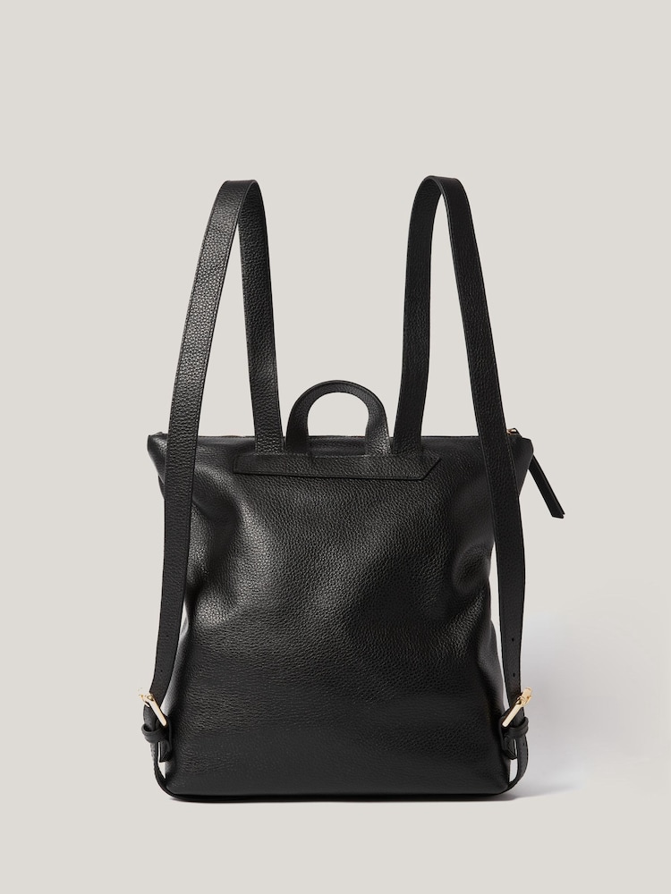 Jigsaw Black 100% Cotton Pebble Leather Backpack - Image 2 of 6