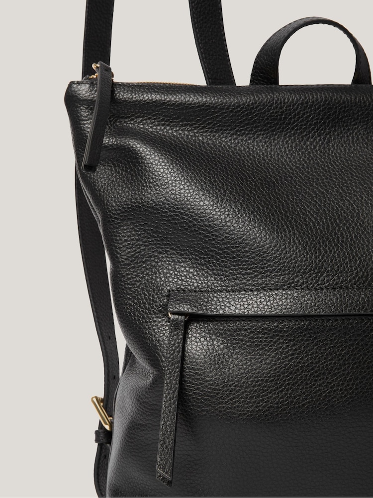 Jigsaw Black 100% Cotton Pebble Leather Backpack - Image 3 of 6