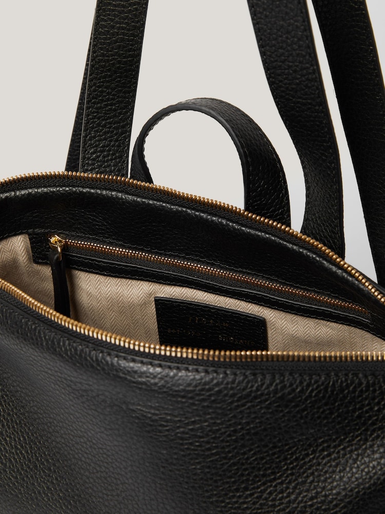 Jigsaw Black 100% Cotton Pebble Leather Backpack - Image 4 of 6