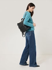 Jigsaw Black 100% Cotton Pebble Leather Backpack - Image 5 of 6
