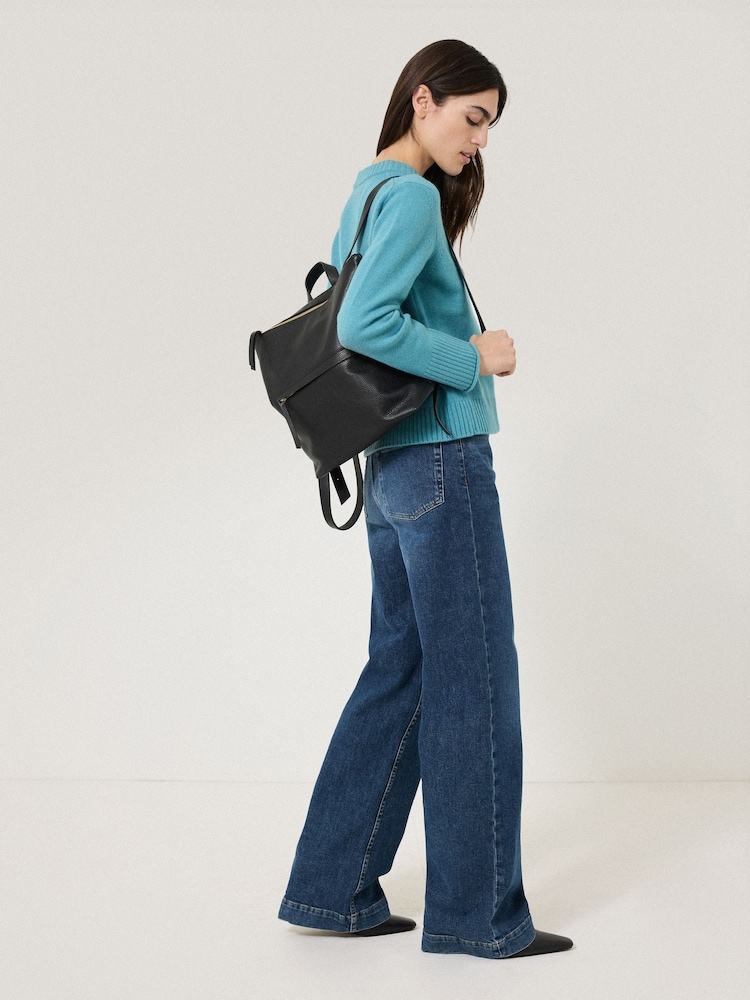 Jigsaw Black 100% Cotton Pebble Leather Backpack - Image 5 of 6