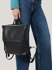 Jigsaw Black 100% Cotton Pebble Leather Backpack - Image 6 of 6
