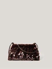 Jigsaw Brown Oversized Sequin Clutch - Image 1 of 7