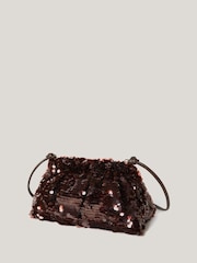 Jigsaw Brown Oversized Sequin Clutch - Image 3 of 7