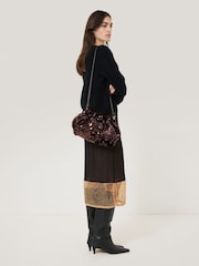 Jigsaw Brown Oversized Sequin Clutch - Image 6 of 7
