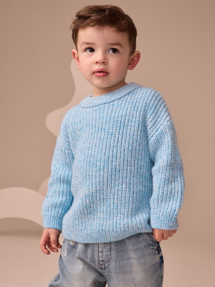 Azul - Suéter de punto con cuello redondo (3 meses - 7 años) - Imagen 1 de 8