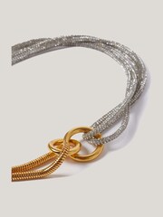 Jigsaw Silver Tone Sparkle Cord Necklace - Image 2 of 4