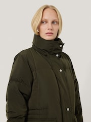 Jigsaw Green Relaxed Longline Puffer Coat - Image 3 of 7