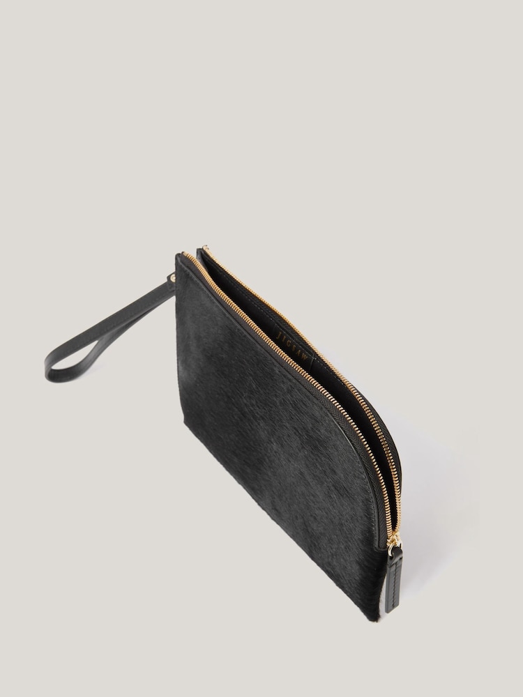 Jigsaw Black Sophia Calf Hair Pouch - Image 3 of 6