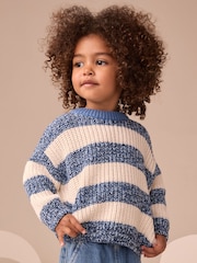 Blue/White Stripe Knitted Jumper (3mths-7yrs) - Image 1 of 9
