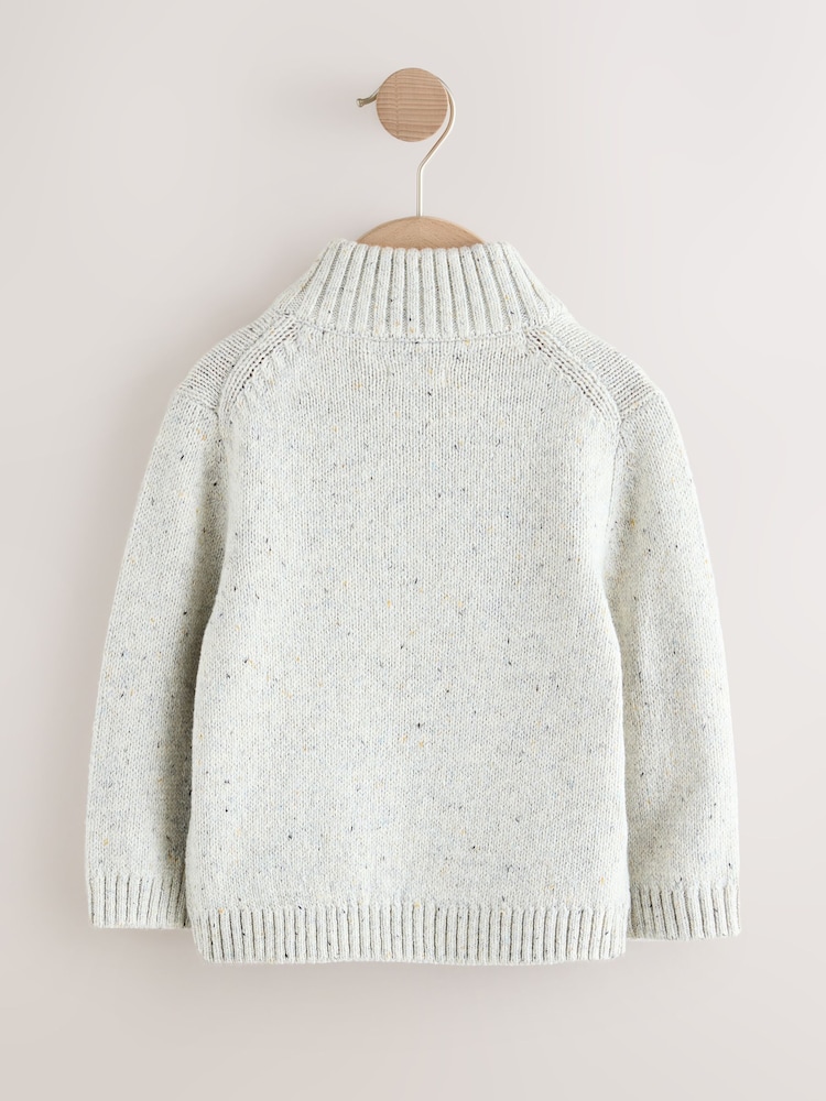 Neutral Knitted Quarter Zip Jumper (3mths-7yrs) - Image 2 of 4 Neutral Knitted Quarter Zip Jumper (3mths-7yrs) - Image 2 of 4