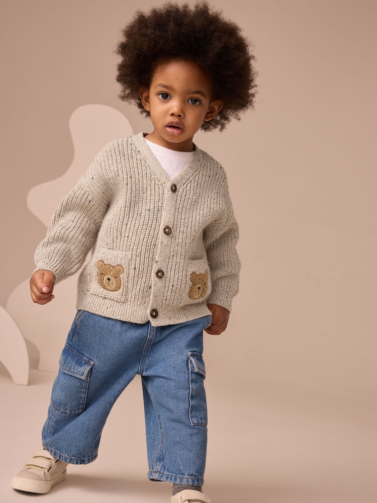 Neutral Bears Character Cardigan (3mths-7yrs) - Image 2 of 8 Neutral Bears Character Cardigan (3mths-7yrs) - Image 2 of 8