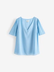 Friends Like These Blue Curve Short Sleeve Pleated Top - Image 5 of 5