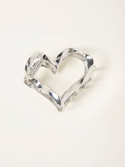 FatFace Silver Tone Metal Heart Claw Clip - Image 1 of 2