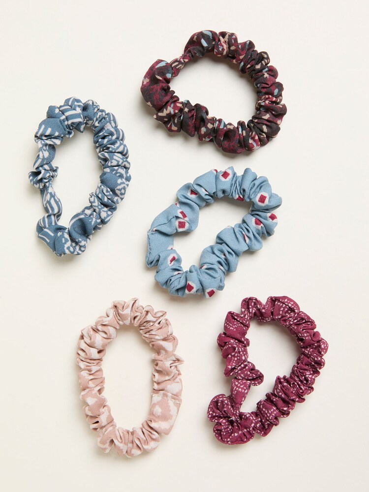 FatFace Multi 5 Pack Everyday Printed Scrunchies - Image 1 of 2