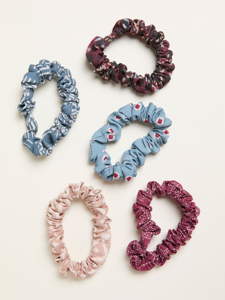 FatFace Multi 5 Pack Everyday Printed Scrunchies - Image 1 of 2 FatFace Multi 5 Pack Everyday Printed Scrunchies - Image 1 of 2