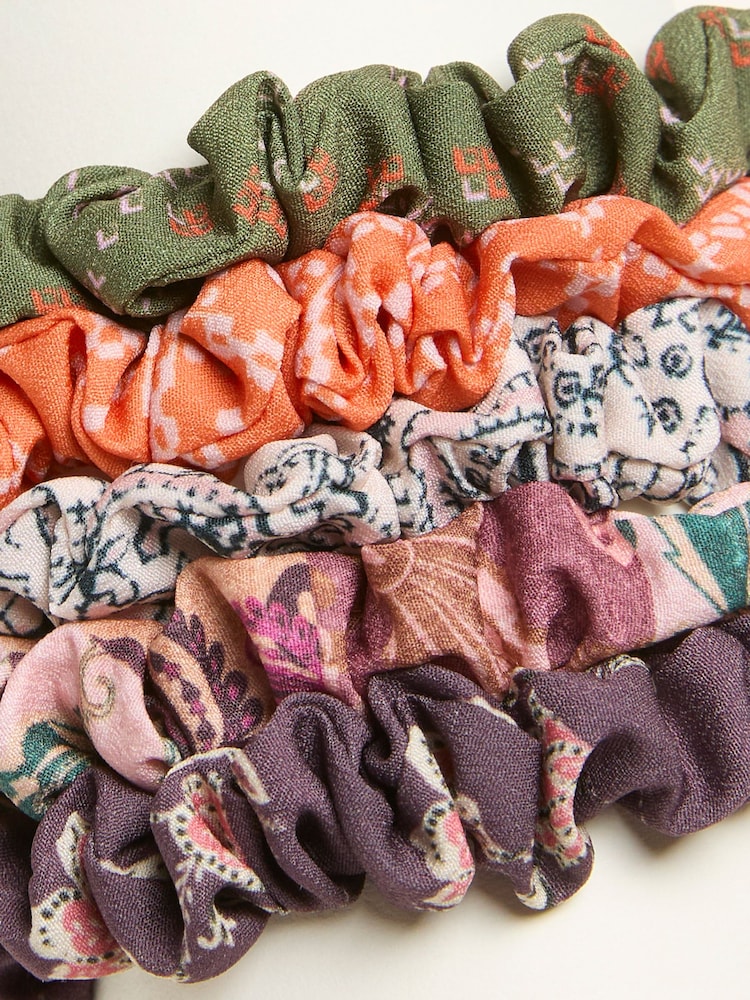 FatFace Multi 5 Pack Lost & Found Printed Scrunchies - Image 2 of 2 FatFace Multi 5 Pack Lost & Found Printed Scrunchies - Image 2 of 2