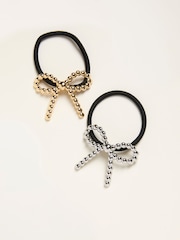FatFace Multi 2 Pack Metal Bow Hair Ties - Image 1 of 2