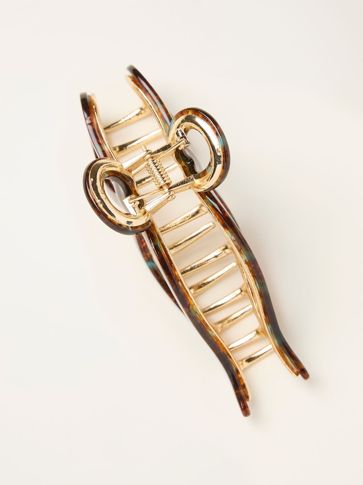 FatFace Tortoiseshell Brown Resin Bow Claw Clip - Image 2 of 2 FatFace Tortoiseshell Brown Resin Bow Claw Clip - Image 2 of 2