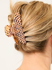 FatFace Brown Checkerboard Claw Clip - Image 1 of 1