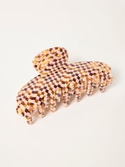 FatFace Brown Checkerboard Claw Clip - Image 3 of 3