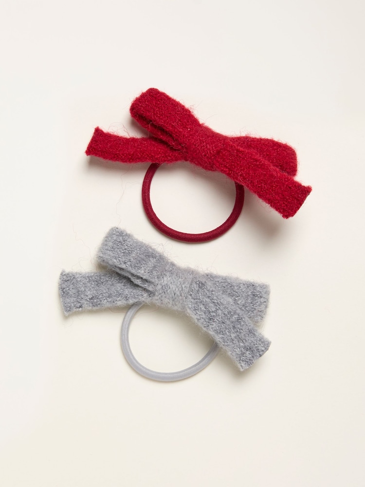 FatFace Multi 2 Pack Knitted Bow Hair Ties - Image 1 of 2 FatFace Multi 2 Pack Knitted Bow Hair Ties - Image 1 of 2