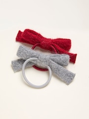 FatFace Multi 2 Pack Knitted Bow Hair Ties - Image 2 of 2