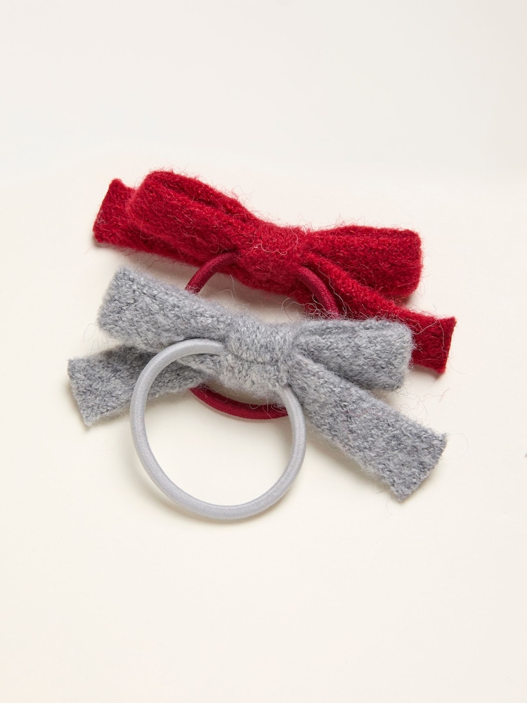 FatFace Multi 2 Pack Knitted Bow Hair Ties - Image 2 of 2 FatFace Multi 2 Pack Knitted Bow Hair Ties - Image 2 of 2