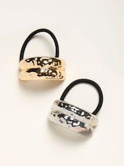 FatFace Multi 2 Pack Hammered Cuff Hair Ties - Image 1 of 2