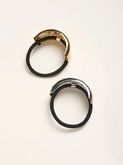 FatFace Multi 2 Pack Hammered Cuff Hair Ties - Image 2 of 2