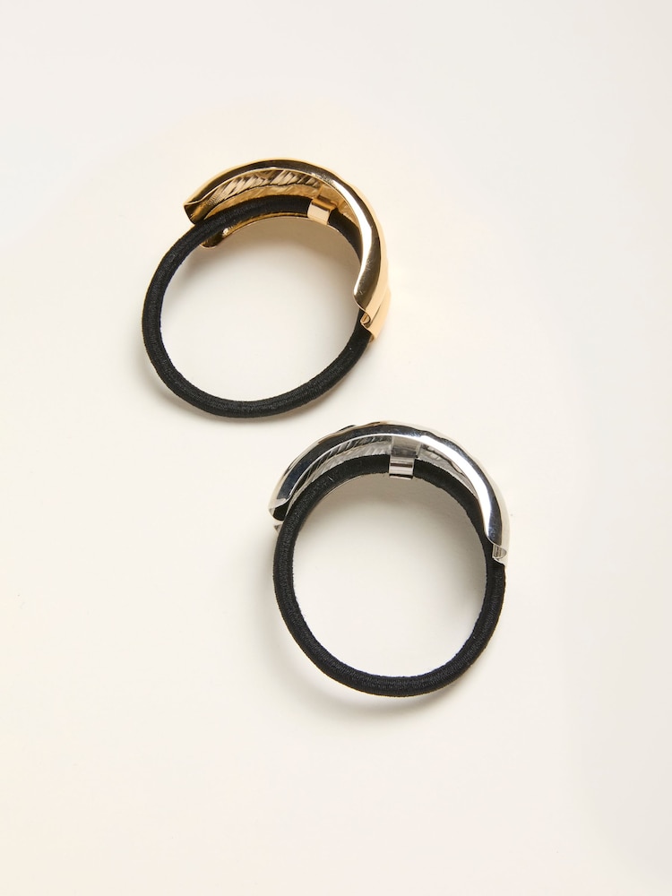 FatFace Multi 2 Pack Hammered Cuff Hair Ties - Image 2 of 2