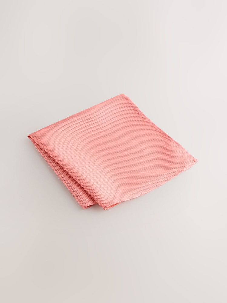Coral Textured Tie And Pocket Square Set - Image 4 of 4