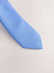 Blue Slim Textured Tie And Pocket Square Set - Image 2 of 4